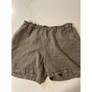 pureJill 100% Linen Garment Dyed Pull On Shorts Sz L Sage Green